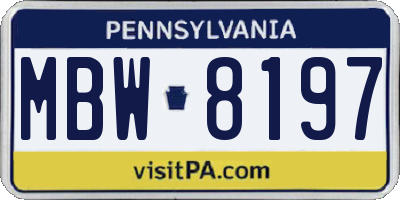 PA license plate MBW8197