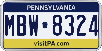 PA license plate MBW8324