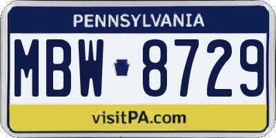 PA license plate MBW8729
