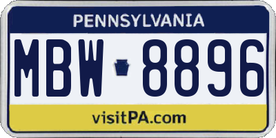 PA license plate MBW8896