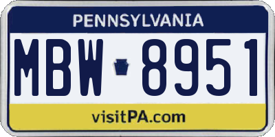 PA license plate MBW8951