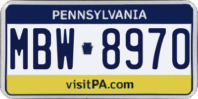 PA license plate MBW8970