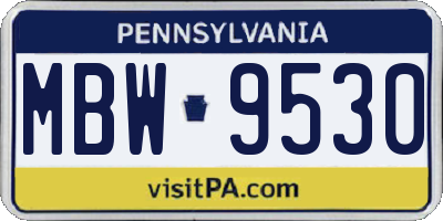 PA license plate MBW9530