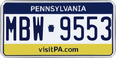 PA license plate MBW9553