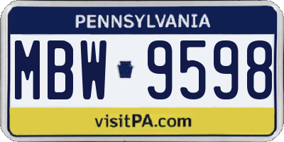 PA license plate MBW9598