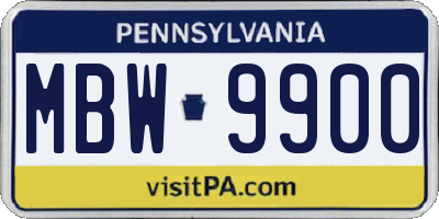 PA license plate MBW9900