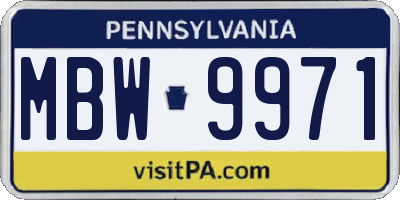 PA license plate MBW9971