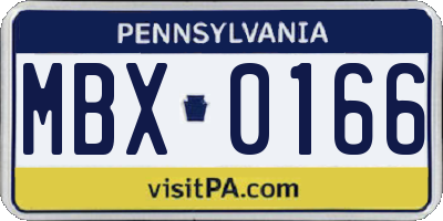 PA license plate MBX0166