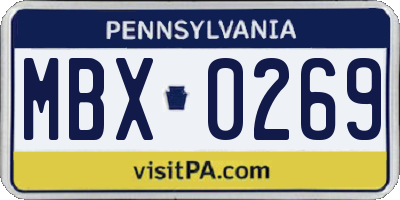 PA license plate MBX0269