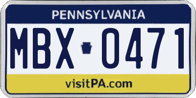 PA license plate MBX0471