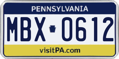 PA license plate MBX0612