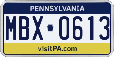 PA license plate MBX0613