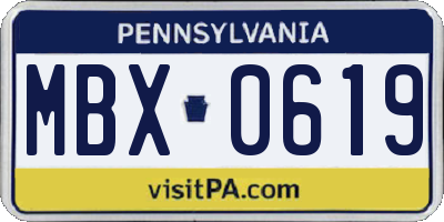 PA license plate MBX0619