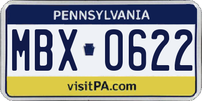 PA license plate MBX0622