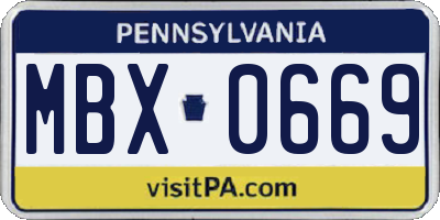PA license plate MBX0669