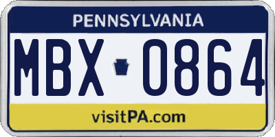 PA license plate MBX0864