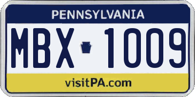 PA license plate MBX1009
