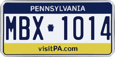 PA license plate MBX1014