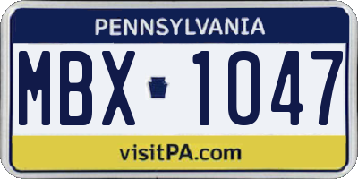 PA license plate MBX1047