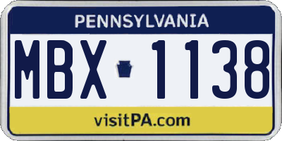 PA license plate MBX1138