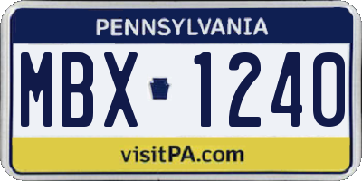 PA license plate MBX1240