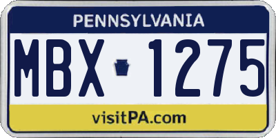PA license plate MBX1275