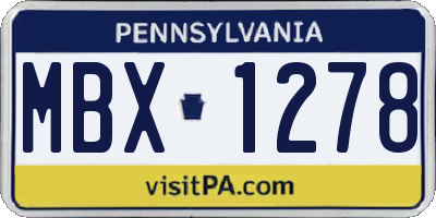 PA license plate MBX1278