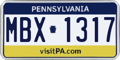PA license plate MBX1317