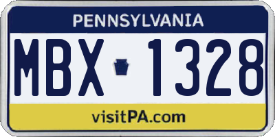 PA license plate MBX1328