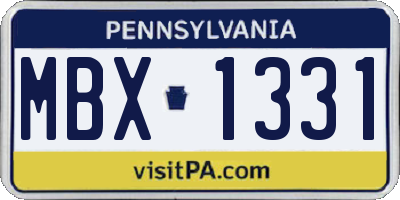 PA license plate MBX1331
