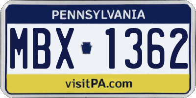PA license plate MBX1362
