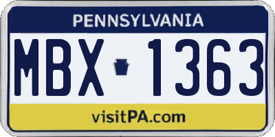 PA license plate MBX1363