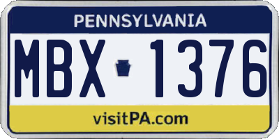 PA license plate MBX1376