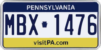 PA license plate MBX1476