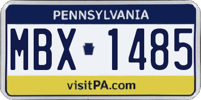 PA license plate MBX1485