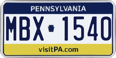PA license plate MBX1540