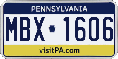 PA license plate MBX1606