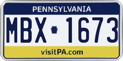 PA license plate MBX1673