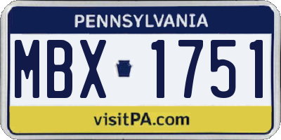PA license plate MBX1751