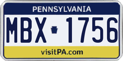PA license plate MBX1756