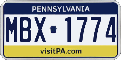 PA license plate MBX1774