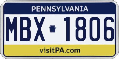 PA license plate MBX1806