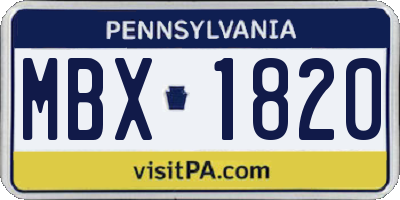 PA license plate MBX1820
