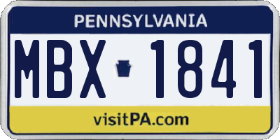 PA license plate MBX1841