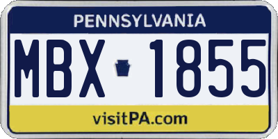 PA license plate MBX1855