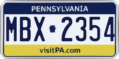 PA license plate MBX2354