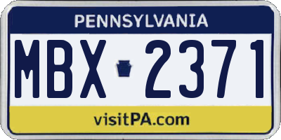 PA license plate MBX2371