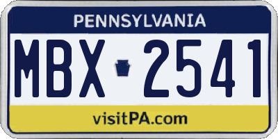PA license plate MBX2541
