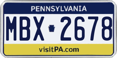 PA license plate MBX2678