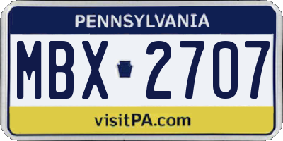 PA license plate MBX2707